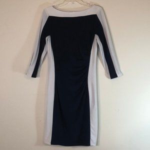Lauren Ralph Lauren Dress Navy and White Stretch Sleeves Navy and White SZ 8